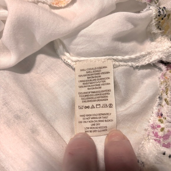 Free People Cottage Core Boho Floral Sheer Dress Long Sleeve Smock Flowy Collar - Picture 4 of 5